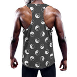 Grey And White Yin Yang Pattern Print Training Tank Top