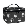 Grey And White Yin Yang Pattern Print Travel Makeup Bag