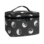 Grey And White Yin Yang Pattern Print Travel Makeup Bag