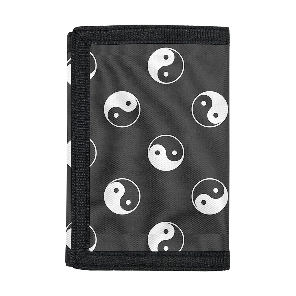 Grey And White Yin Yang Pattern Print Trifold Wallet