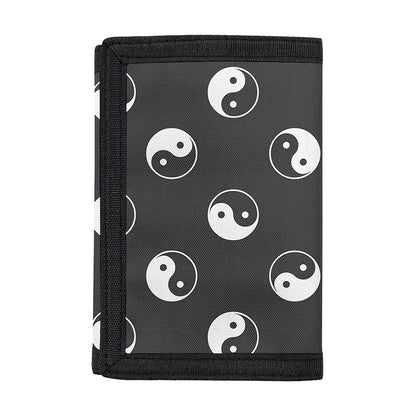Grey And White Yin Yang Pattern Print Trifold Wallet