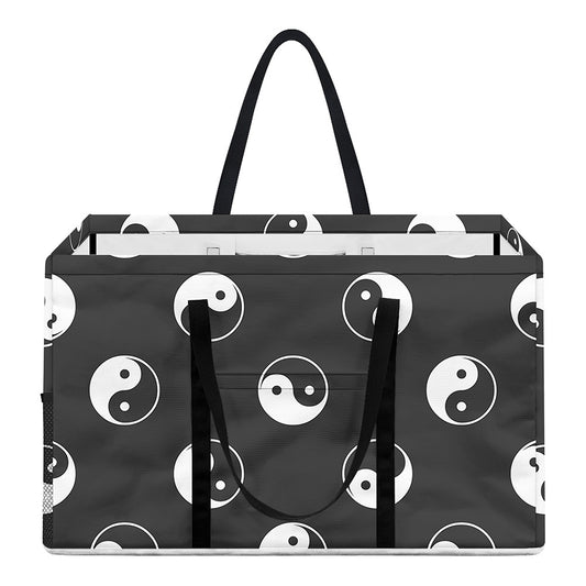 Grey And White Yin Yang Pattern Print Utility Tote Bag