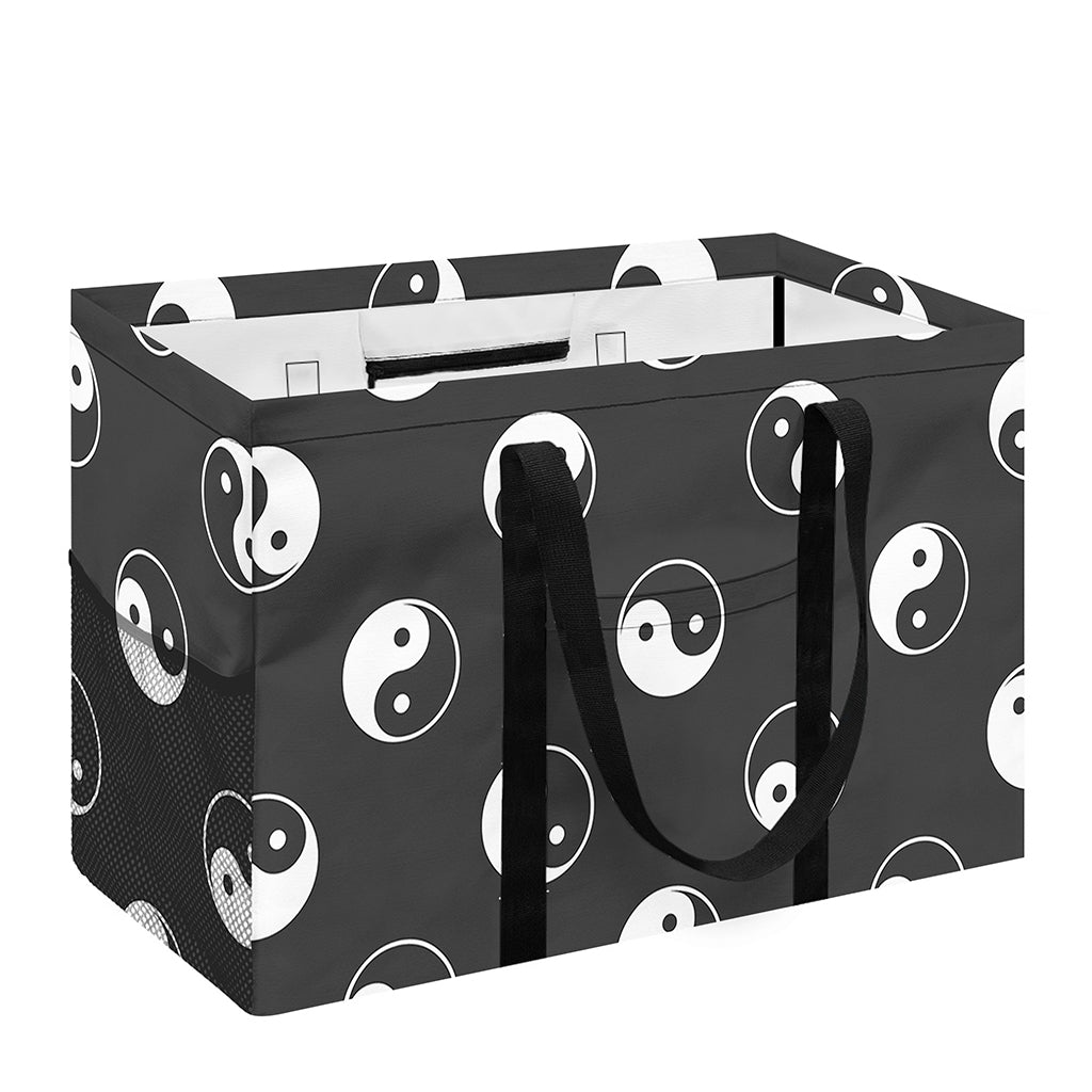 Grey And White Yin Yang Pattern Print Utility Tote Bag