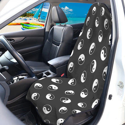 Grey And White Yin Yang Pattern Print Waterproof Car Seat Cover