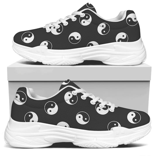 Grey And White Yin Yang Pattern Print White Chunky Shoes