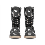 Grey And White Yin Yang Pattern Print Winter Boots