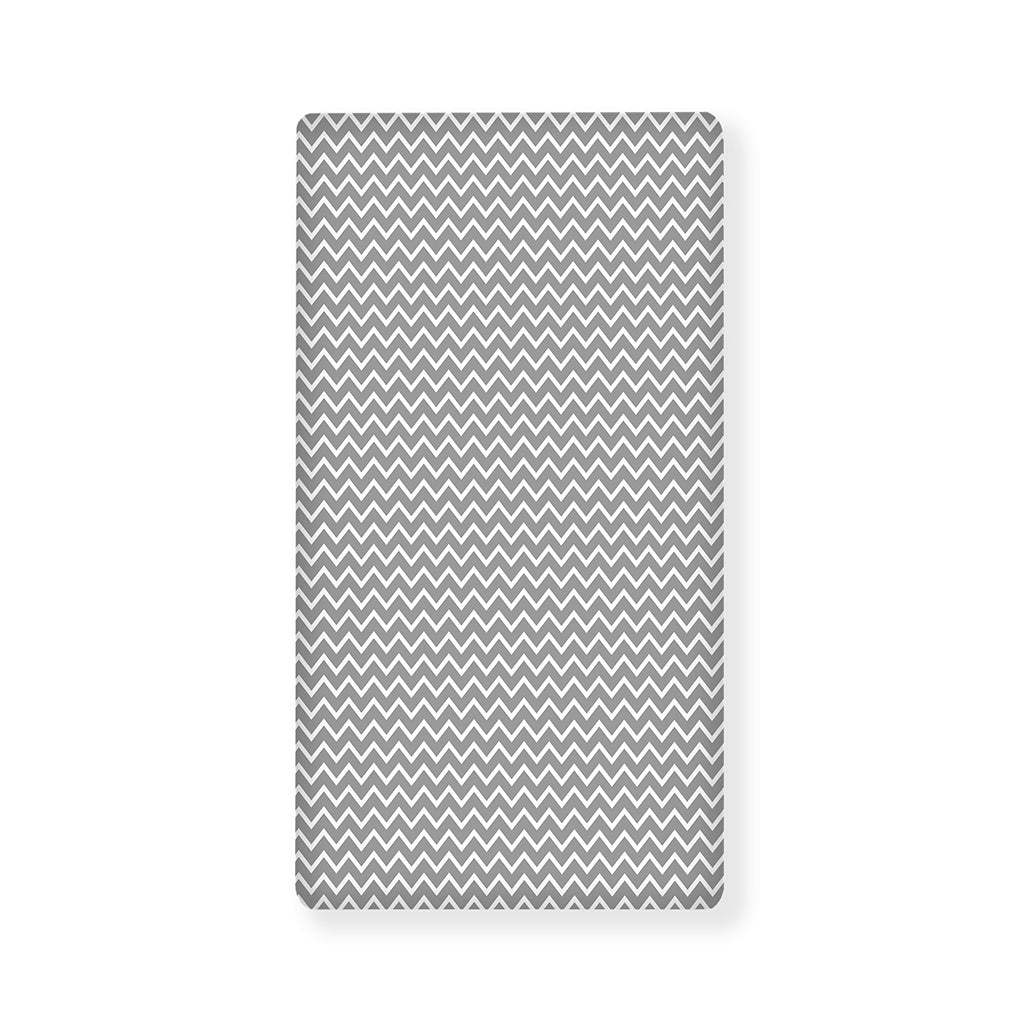 Grey And White Zigzag Pattern Print Baby Crib Sheet