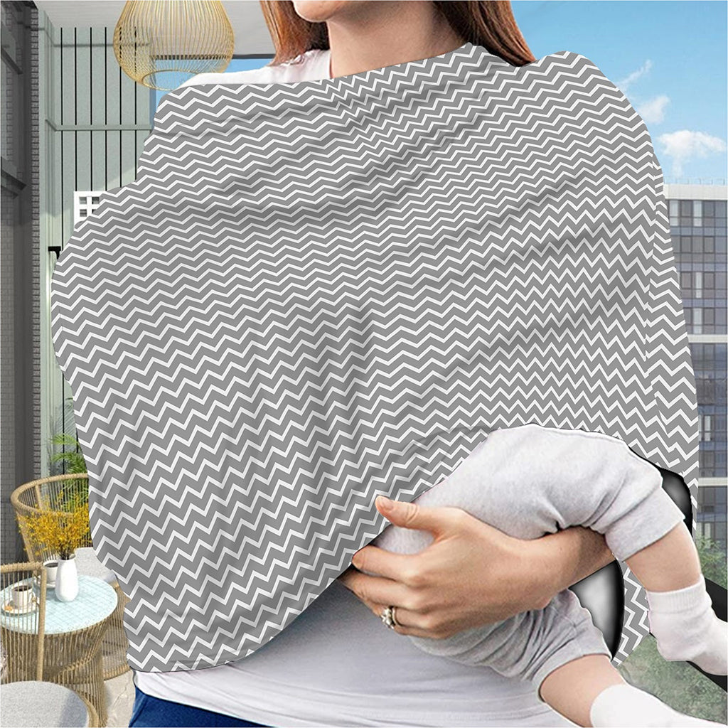 Grey And White Zigzag Pattern Print Baby Seat Cover