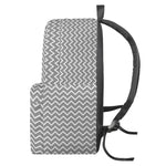Grey And White Zigzag Pattern Print Backpack