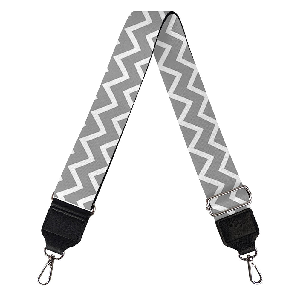 Grey And White Zigzag Pattern Print Bag Strap