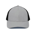 Grey And White Zigzag Pattern Print Black Mesh Trucker Cap