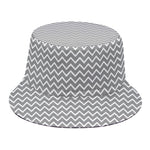 Grey And White Zigzag Pattern Print Bucket Hat