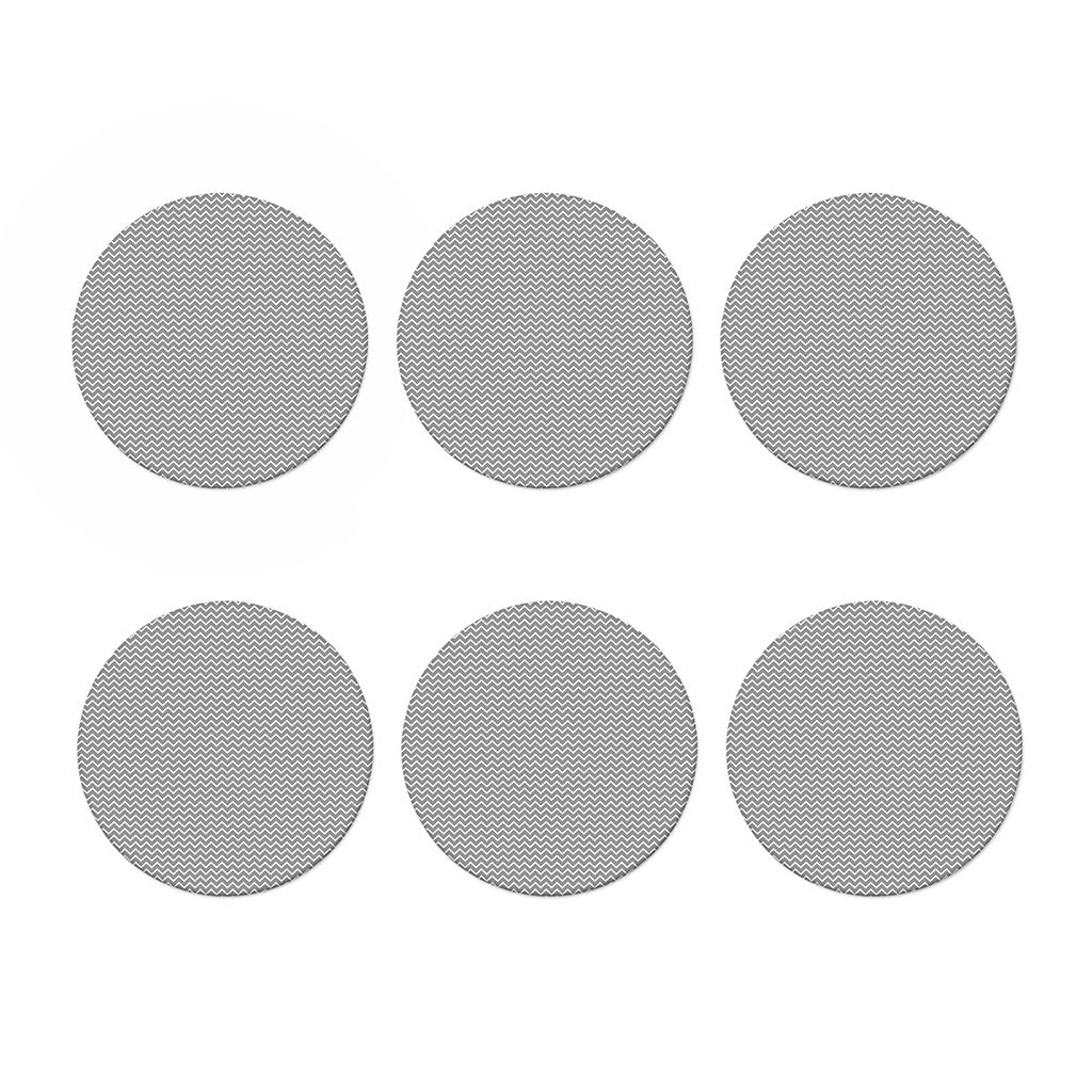 Grey And White Zigzag Pattern Print Coaster Set