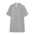 Grey And White Zigzag Pattern Print Cotton Hawaiian Shirt
