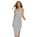 Grey And White Zigzag Pattern Print Cross Back Cami Dress