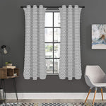 Grey And White Zigzag Pattern Print Curtain