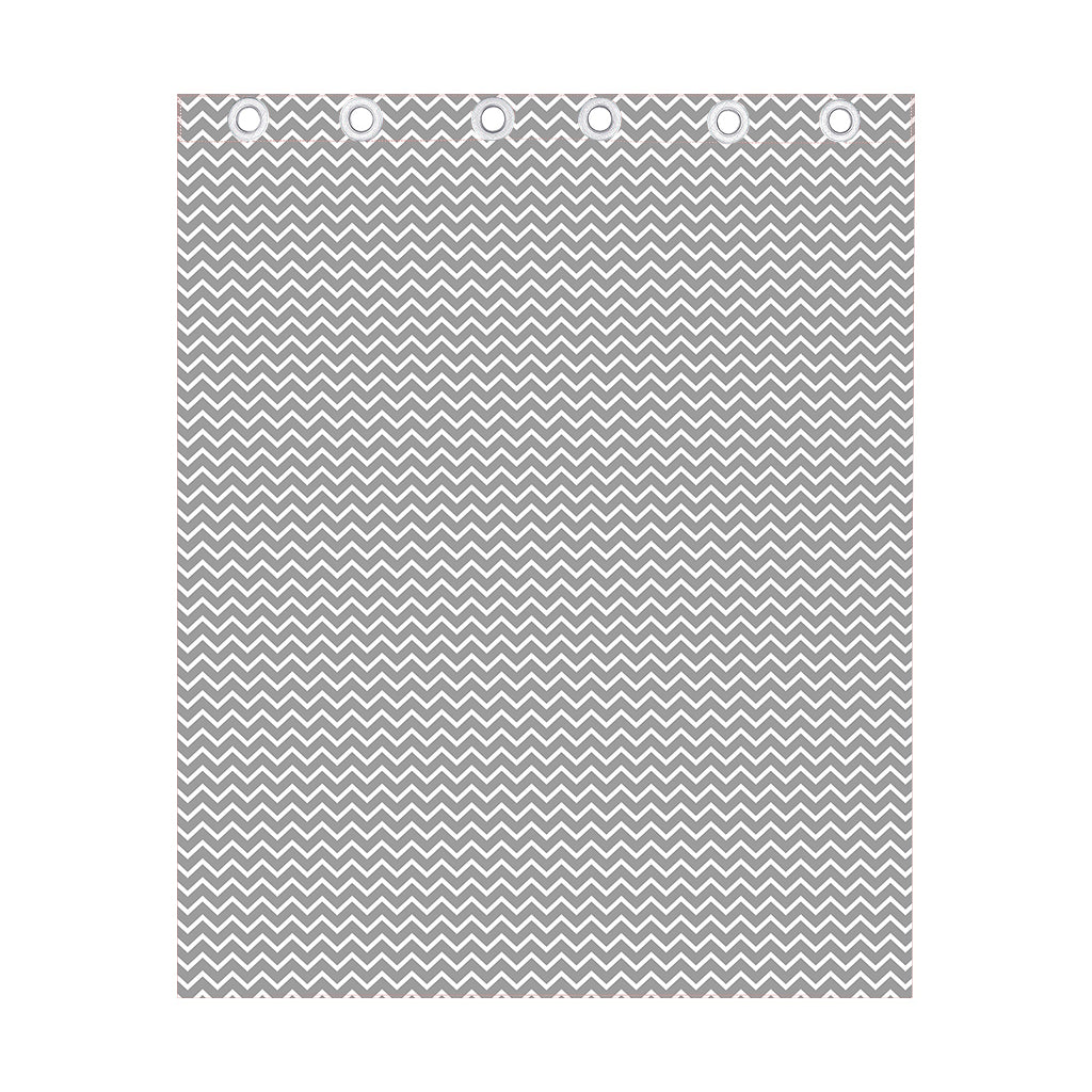 Grey And White Zigzag Pattern Print Curtain