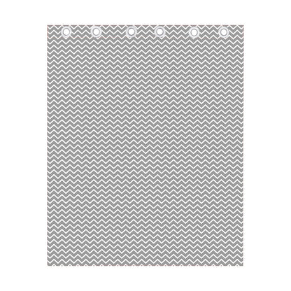 Grey And White Zigzag Pattern Print Curtain