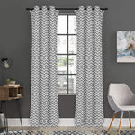 Grey And White Zigzag Pattern Print Curtain