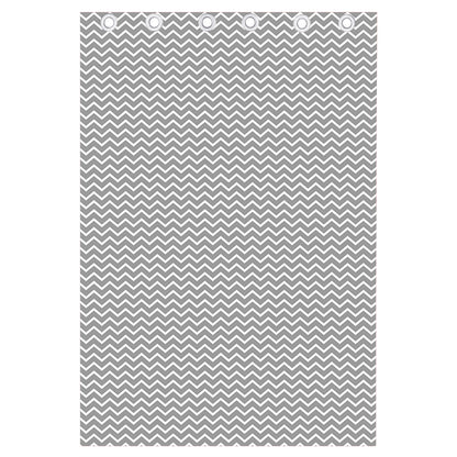 Grey And White Zigzag Pattern Print Curtain