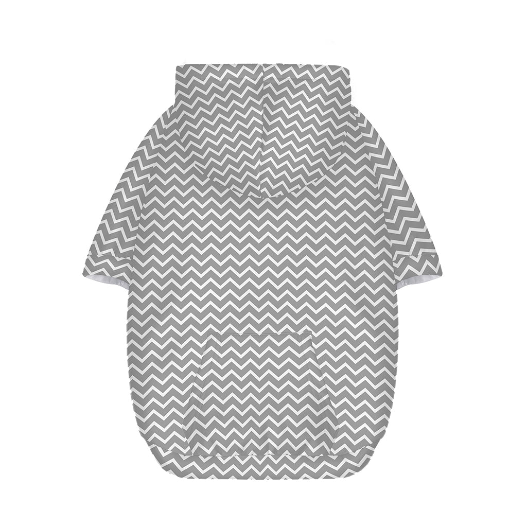 Grey And White Zigzag Pattern Print Dog Zip Up Hoodie