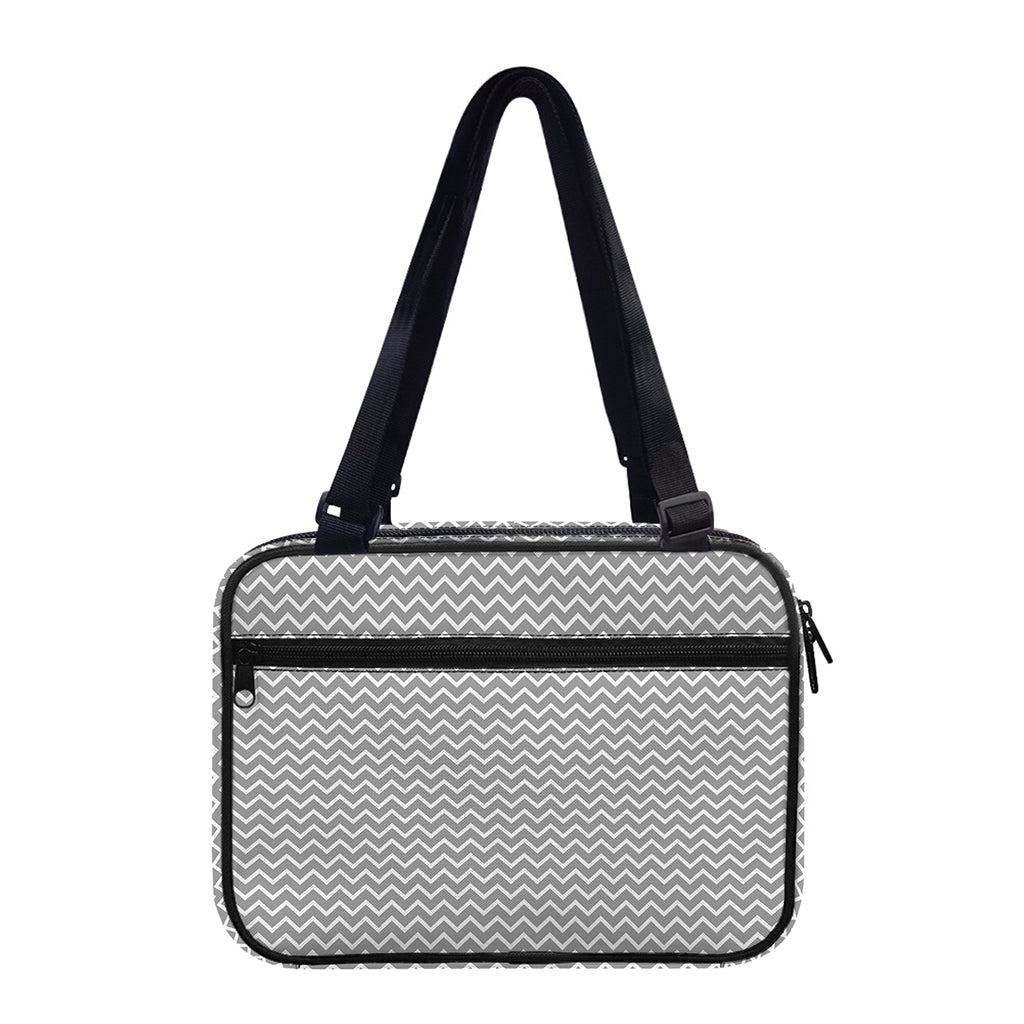 Grey And White Zigzag Pattern Print Double Strap Bible Bag