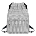 Grey And White Zigzag Pattern Print Drawstring Backpack