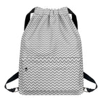 Grey And White Zigzag Pattern Print Drawstring Backpack