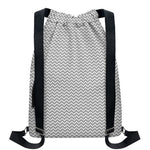 Grey And White Zigzag Pattern Print Drawstring Backpack