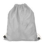 Grey And White Zigzag Pattern Print Drawstring Bag