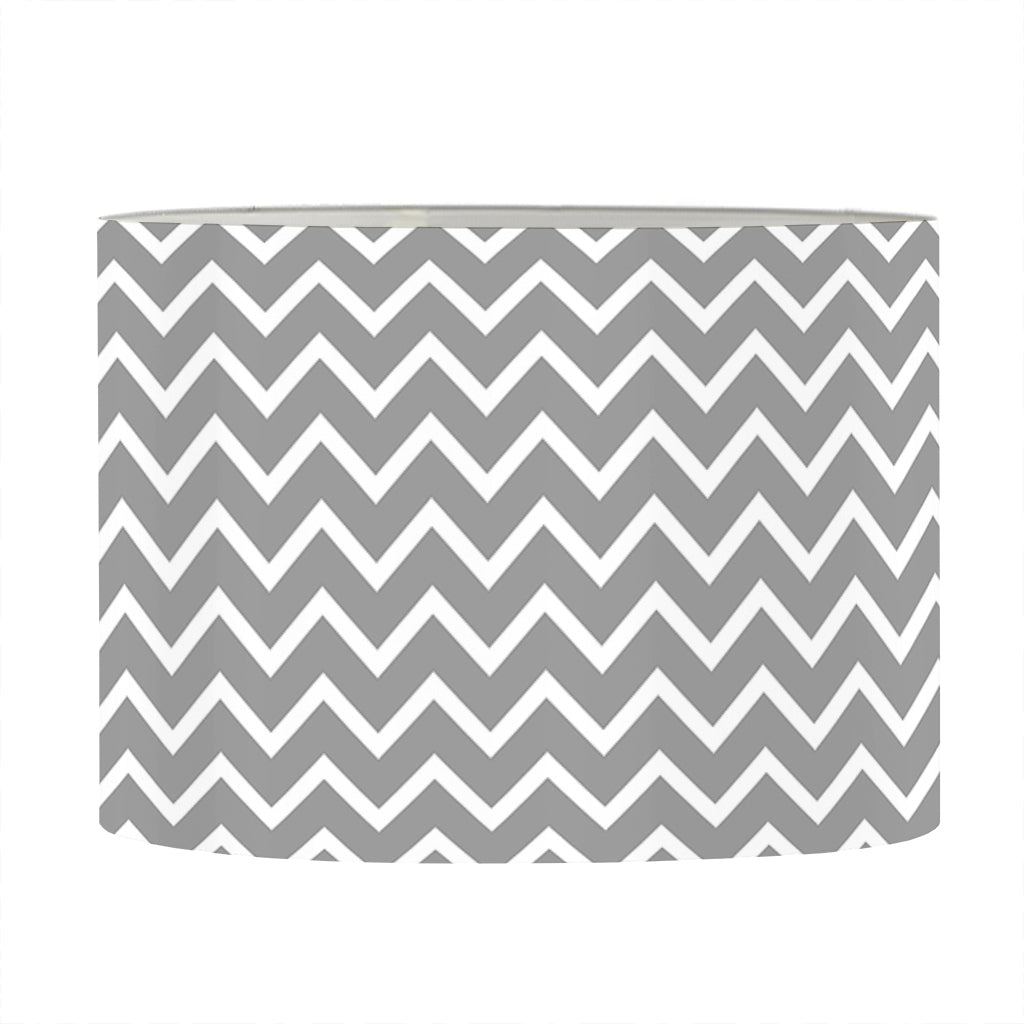 Grey And White Zigzag Pattern Print Drum Lamp Shade