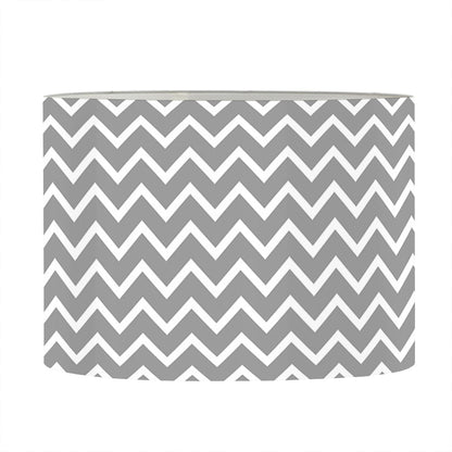 Grey And White Zigzag Pattern Print Drum Lamp Shade
