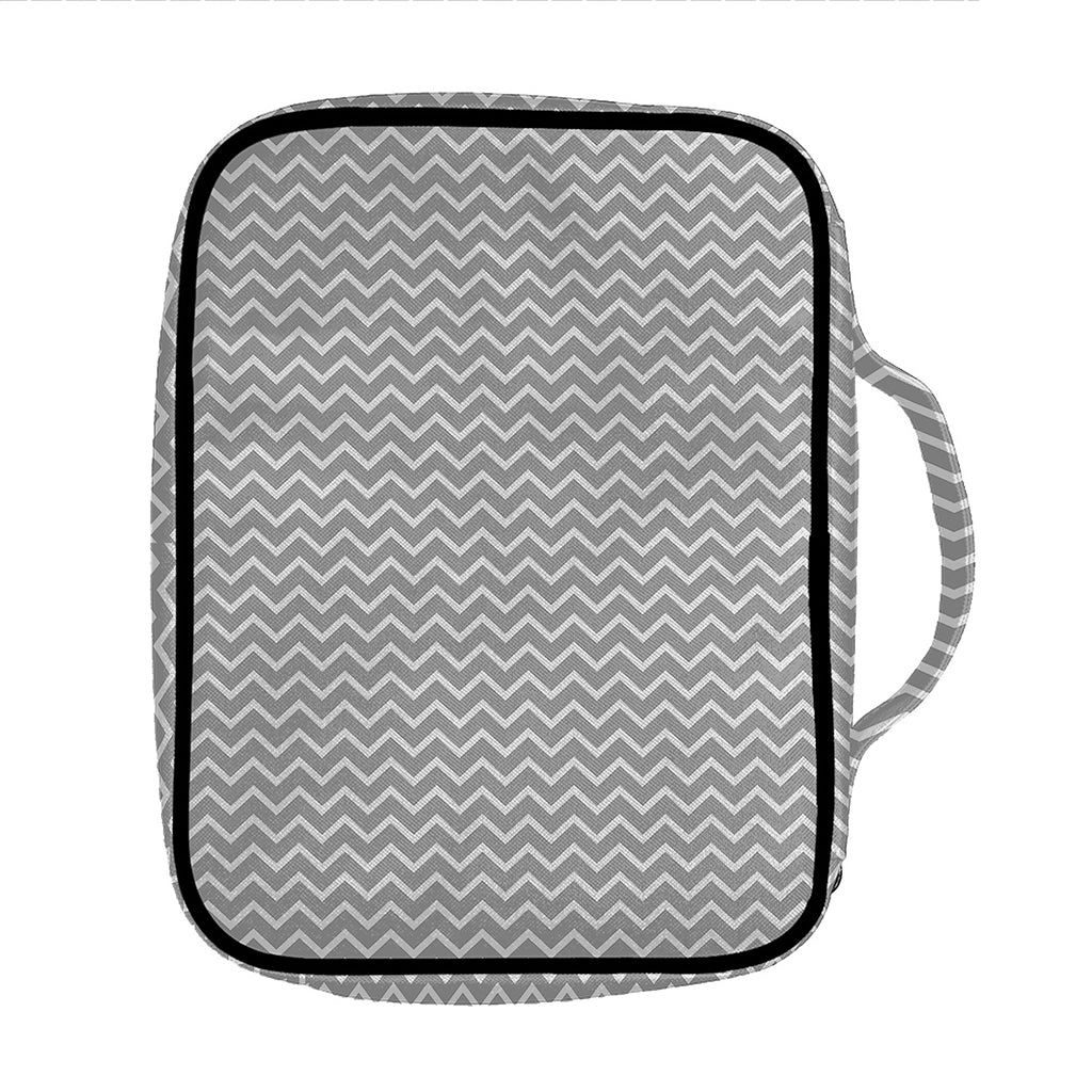 Grey And White Zigzag Pattern Print Front Pocket Bible Bag