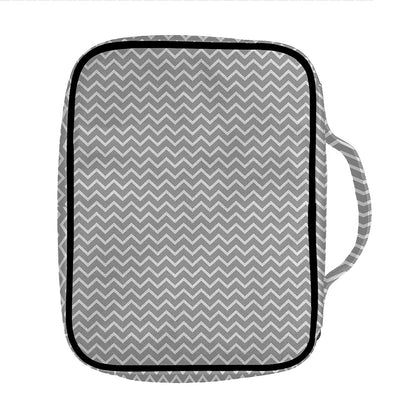 Grey And White Zigzag Pattern Print Front Pocket Bible Bag