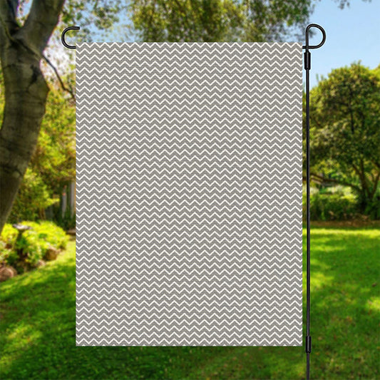 Grey And White Zigzag Pattern Print Garden Flag