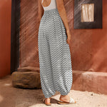 Grey And White Zigzag Pattern Print Harem Pants