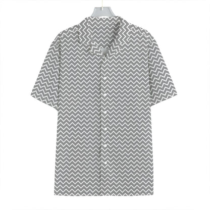 Grey And White Zigzag Pattern Print Hawaiian Shirt
