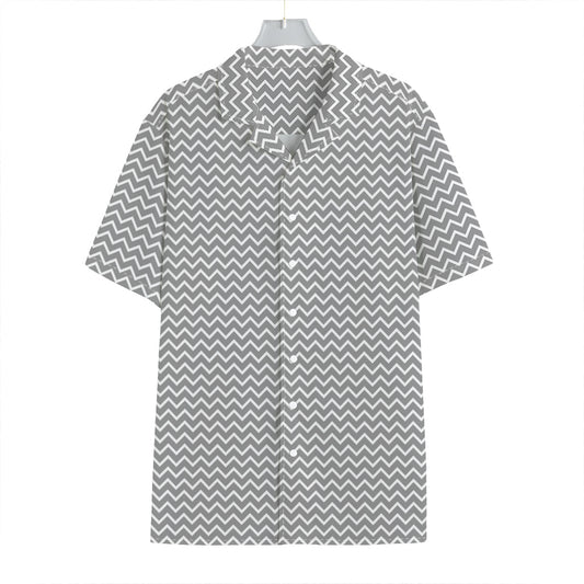 Grey And White Zigzag Pattern Print Hawaiian Shirt