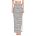 Grey And White Zigzag Pattern Print High Slit Maxi Skirt