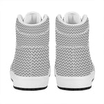 Grey And White Zigzag Pattern Print High Top Leather Sneakers