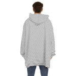 Grey And White Zigzag Pattern Print Hoodie Blanket
