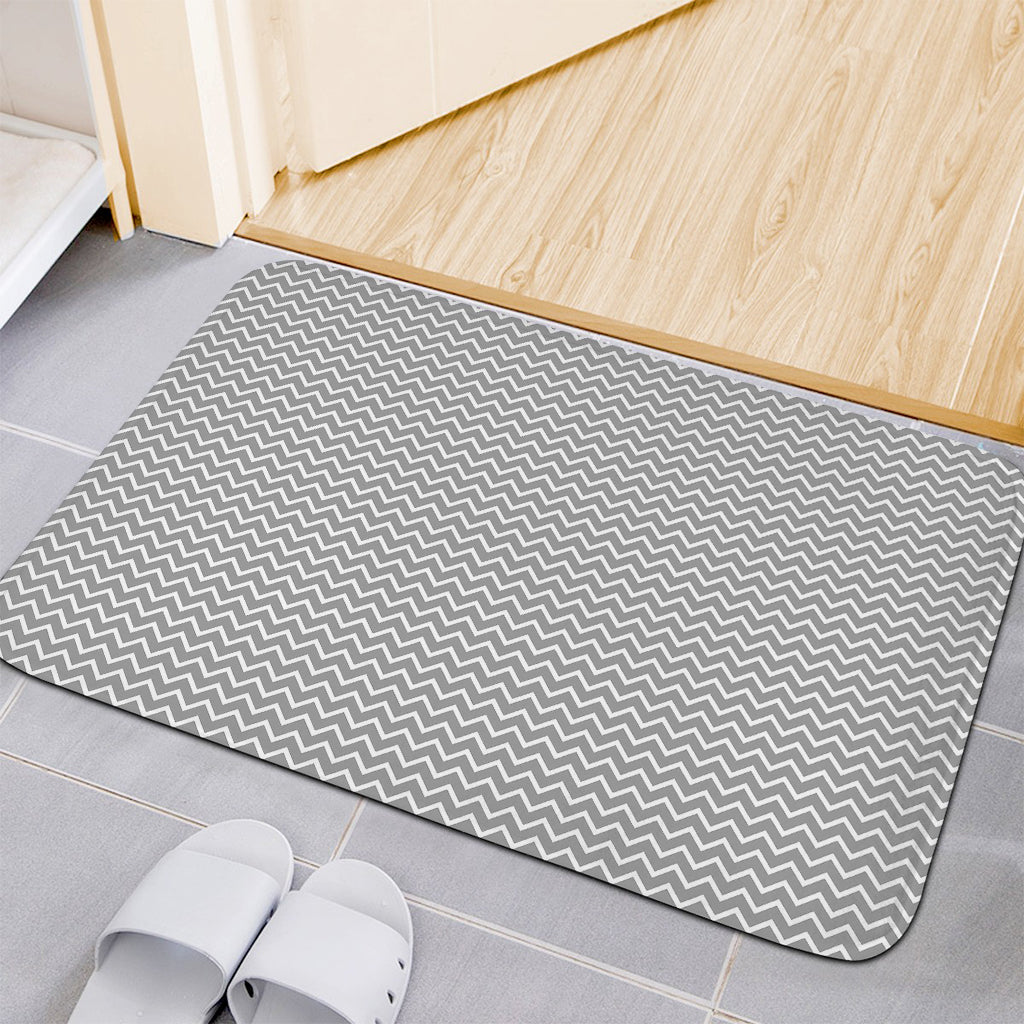 Grey And White Zigzag Pattern Print Indoor Door Mat