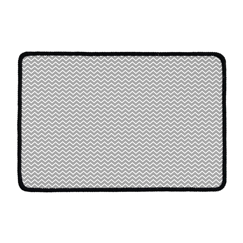 Grey And White Zigzag Pattern Print Kitchen Mat
