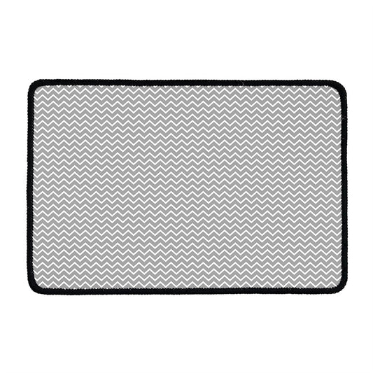Grey And White Zigzag Pattern Print Kitchen Mat