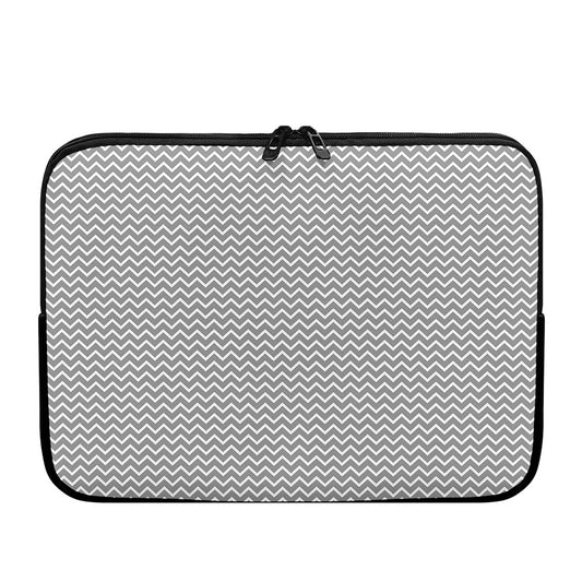 Grey And White Zigzag Pattern Print Laptop Sleeve