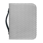Grey And White Zigzag Pattern Print Leather Bible Cover