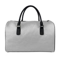 Grey And White Zigzag Pattern Print Leather Duffel Bag