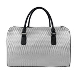 Grey And White Zigzag Pattern Print Leather Duffle Bag