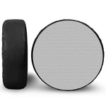 Grey And White Zigzag Pattern Print Leather Spare Tire Cover