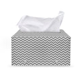 Grey And White Zigzag Pattern Print Leather Tissue Box Cover